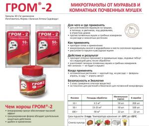 ГРОМ-2 микрогранулы от муравьев и комнатных почвенных мушек, контейнер-дозатор 180 г (ЗАС) - картинка 2